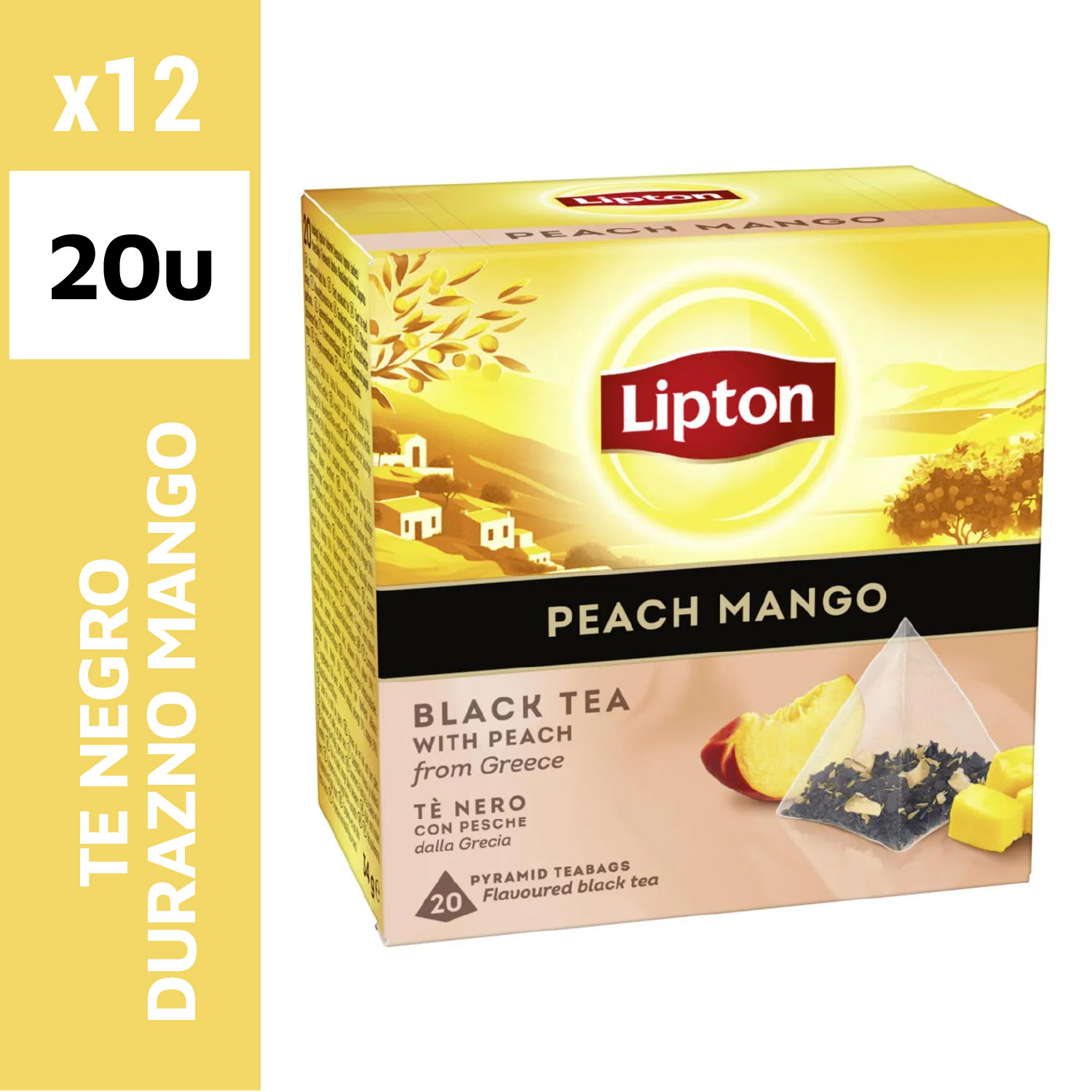 Lipton Té Pirámides Negro Durazno y Mango