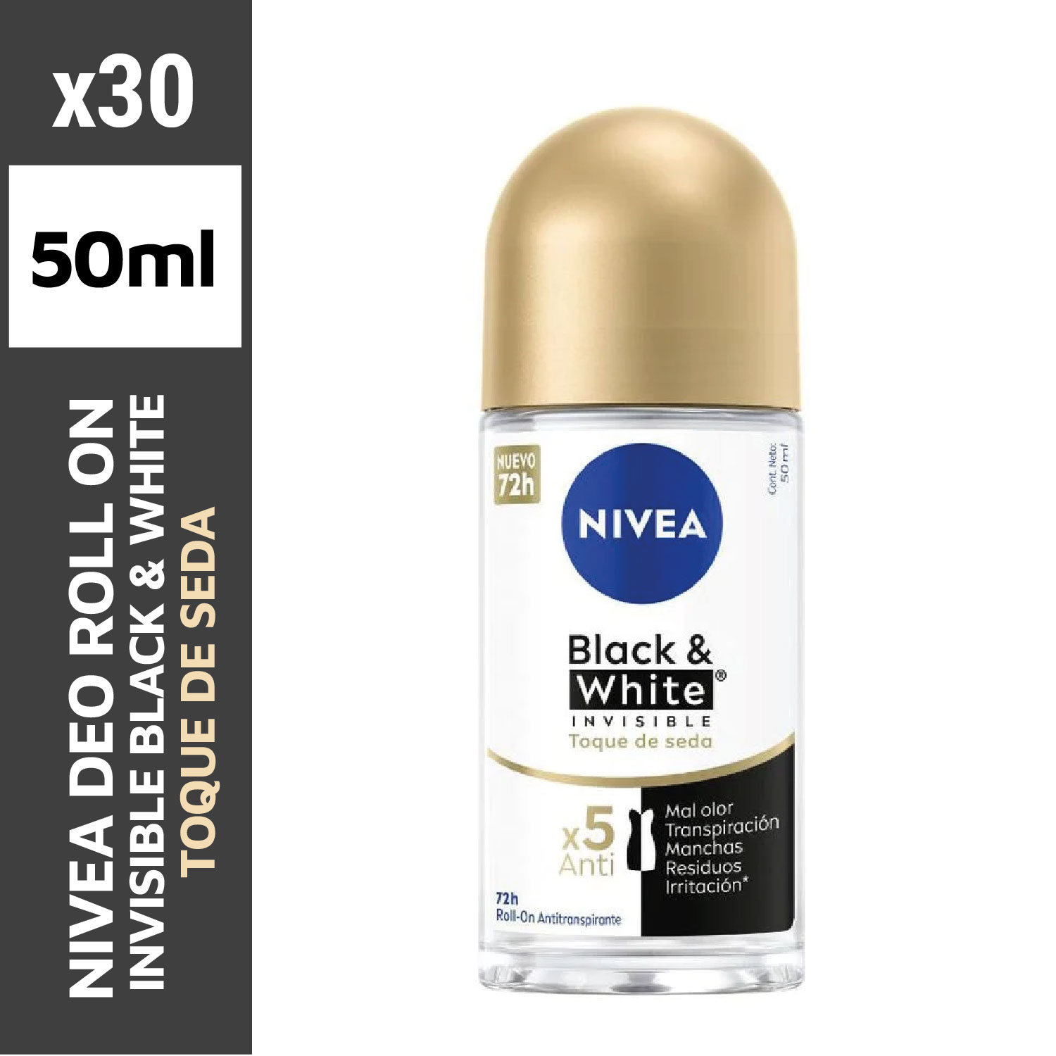 Nivea deo roll on 50ml black & white toque de seda