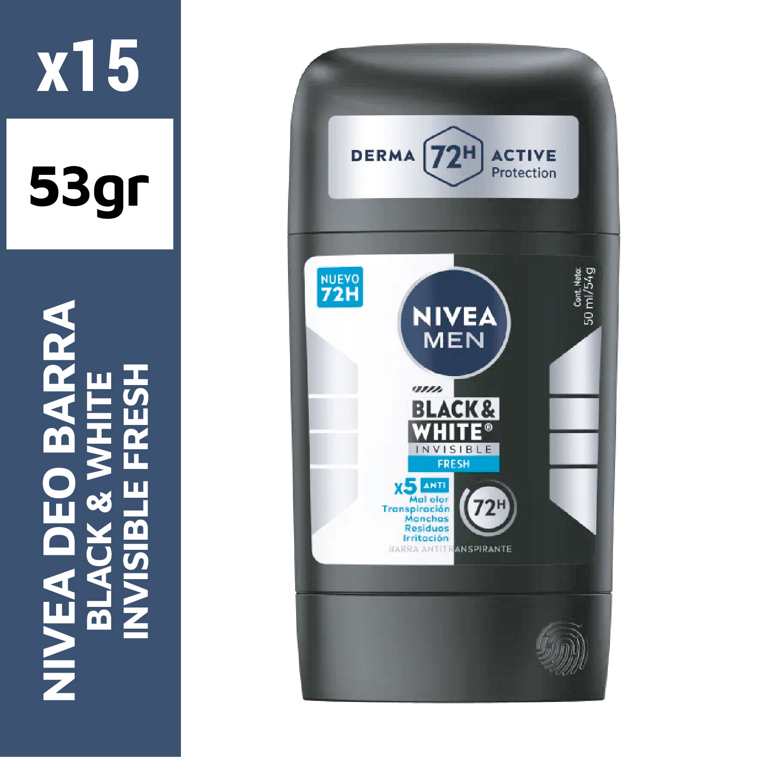 Nivea men deo barra 53g black & white invisible fresh