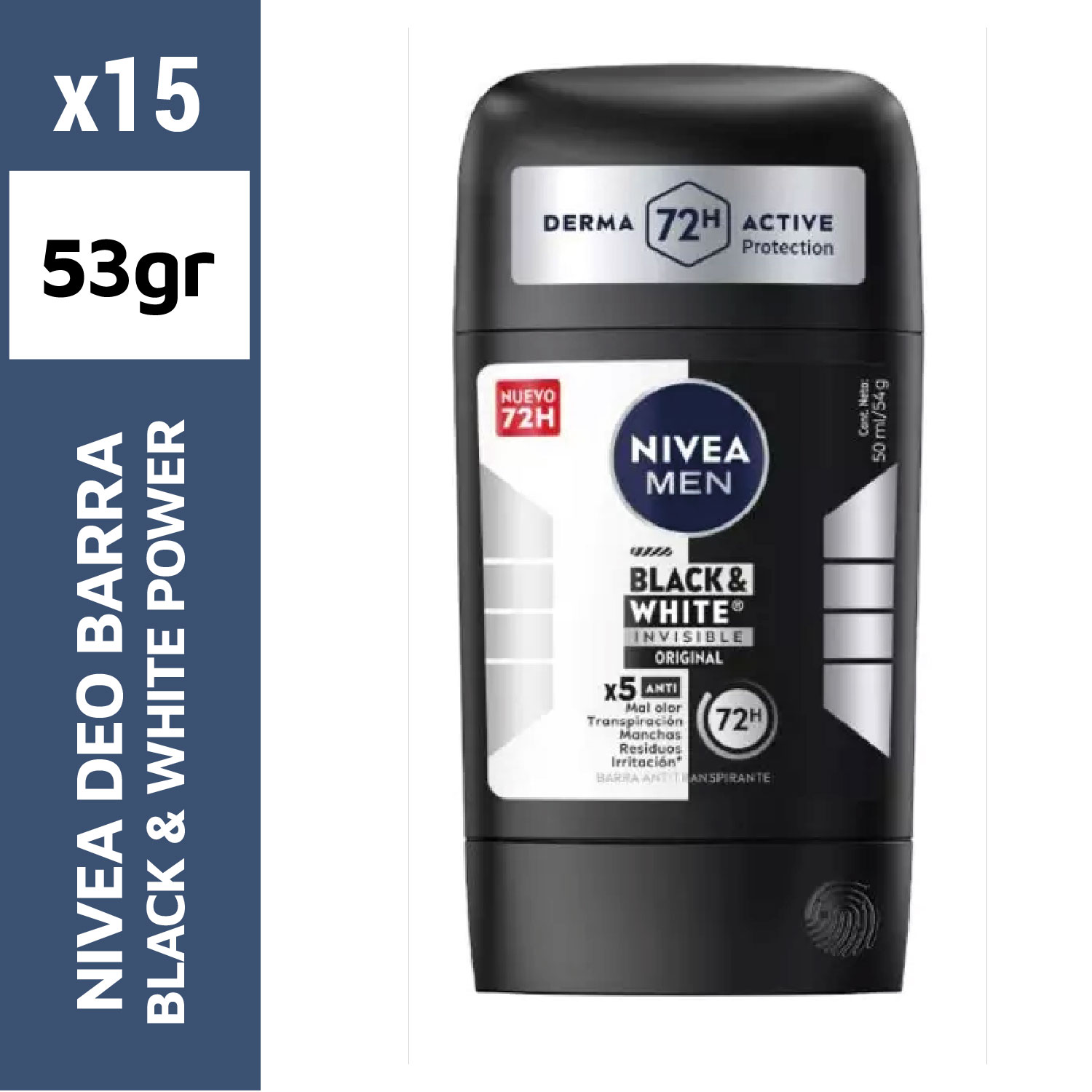 Nivea men deo barra 53g black & white power