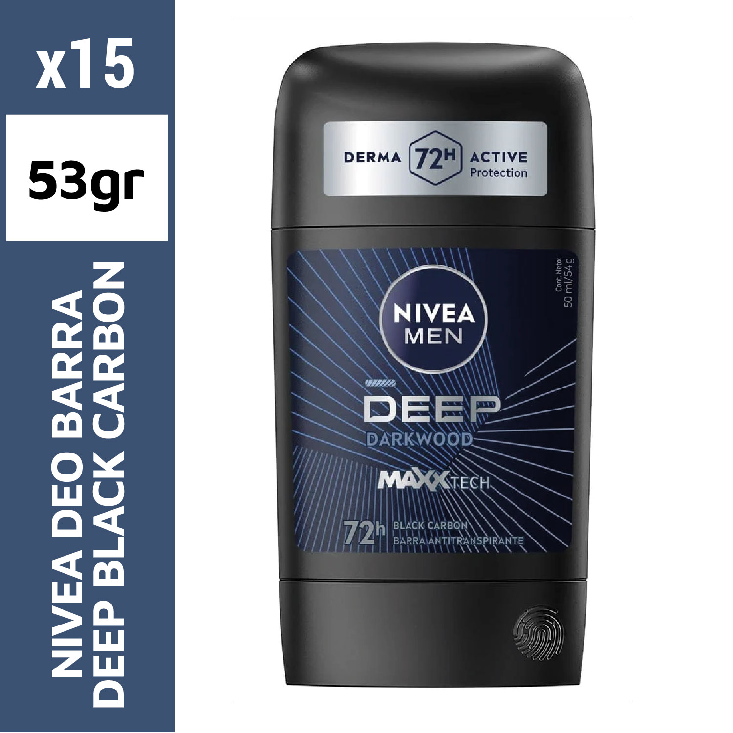 Nivea men deo barra 53g deep black carbon