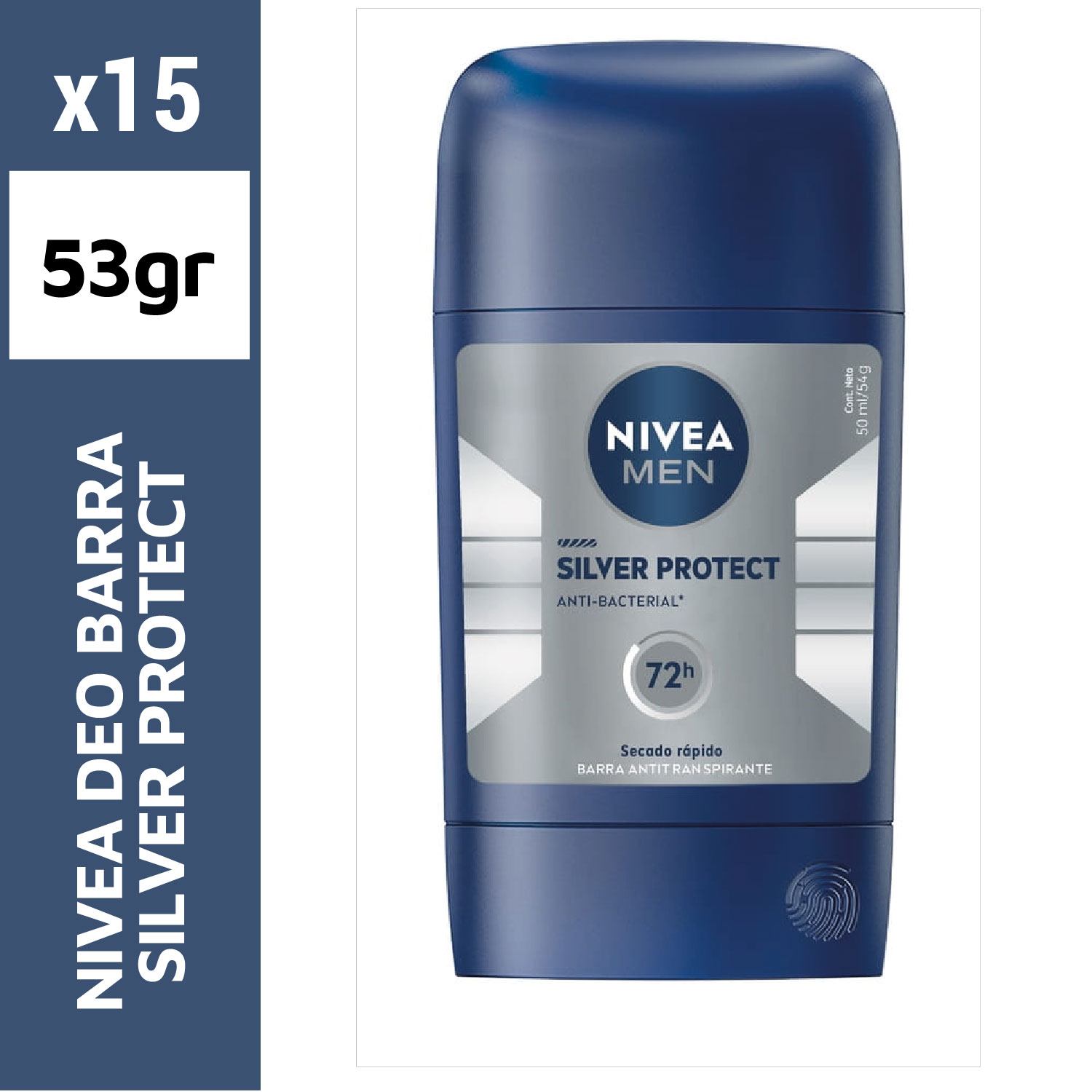 Nivea men deo barra 53g silver protect