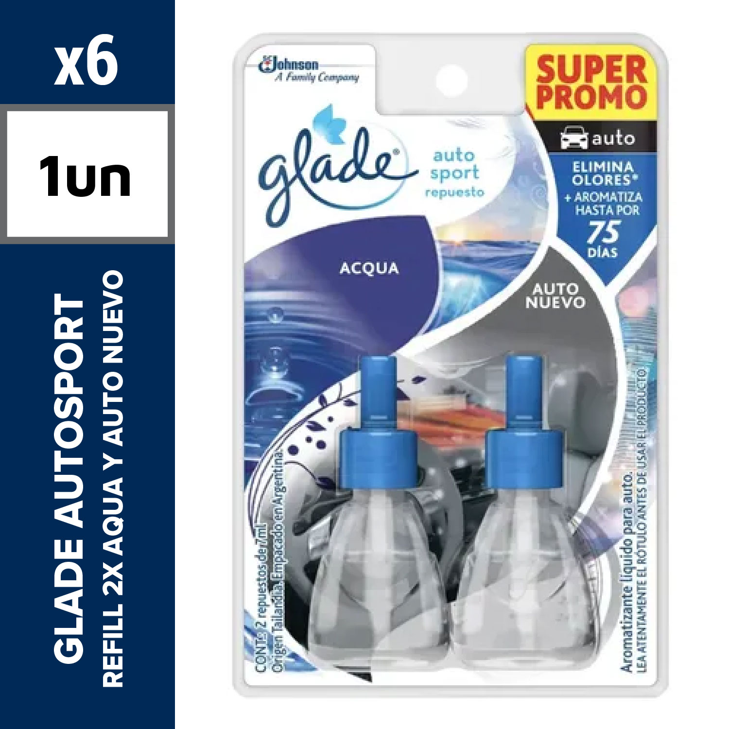 Glade Autosport Refill 2x Aqua y Auto Nuevo