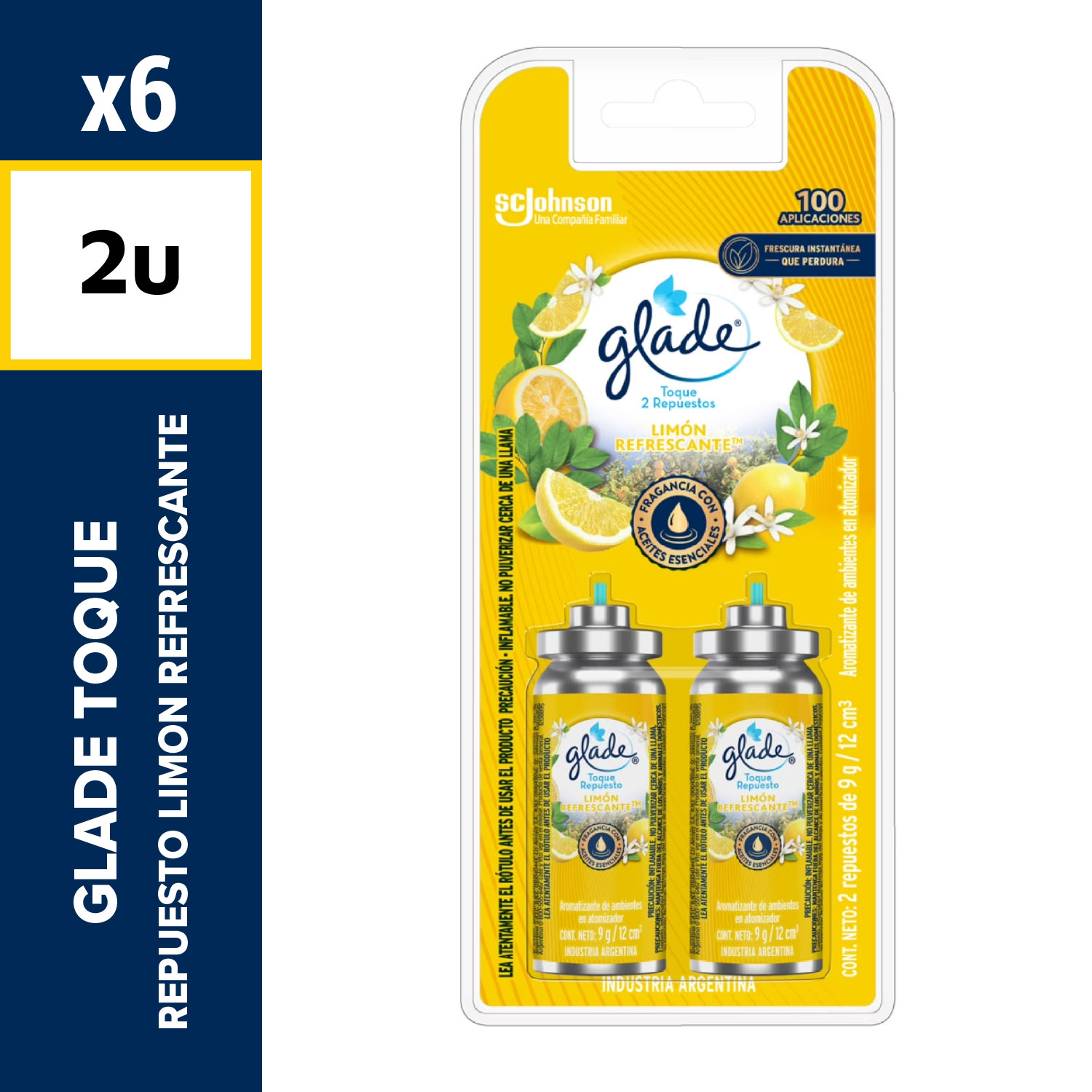 Glade Toque Repuesto Limón Refrescante 2un