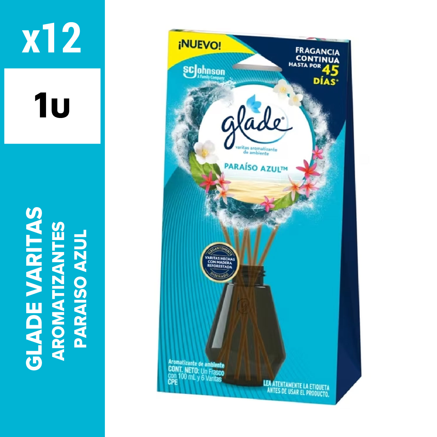 Glade Varitas Aromatizantes Paraíso Azul