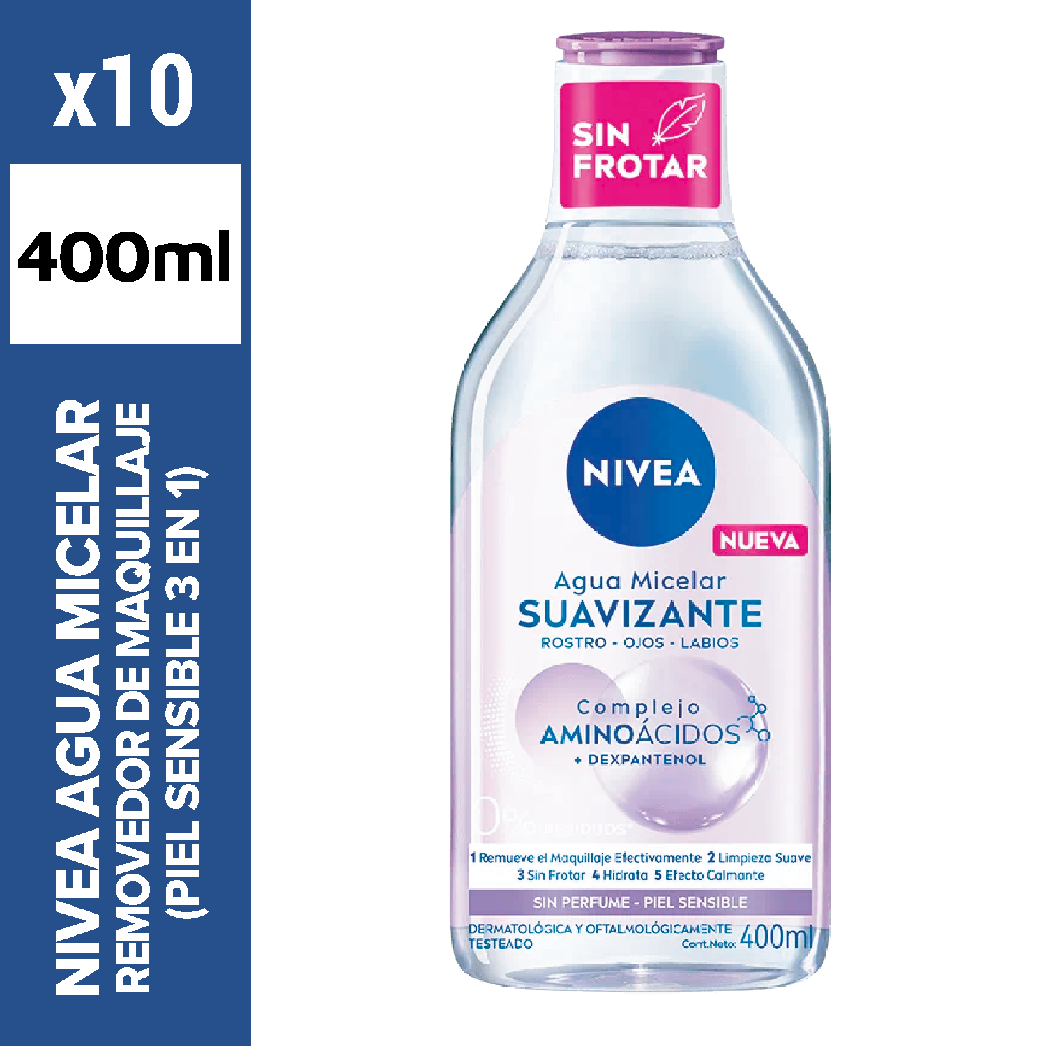 Nivea agua micelar 400ml removedor de maquillaje (piel sensible 3 en 1)