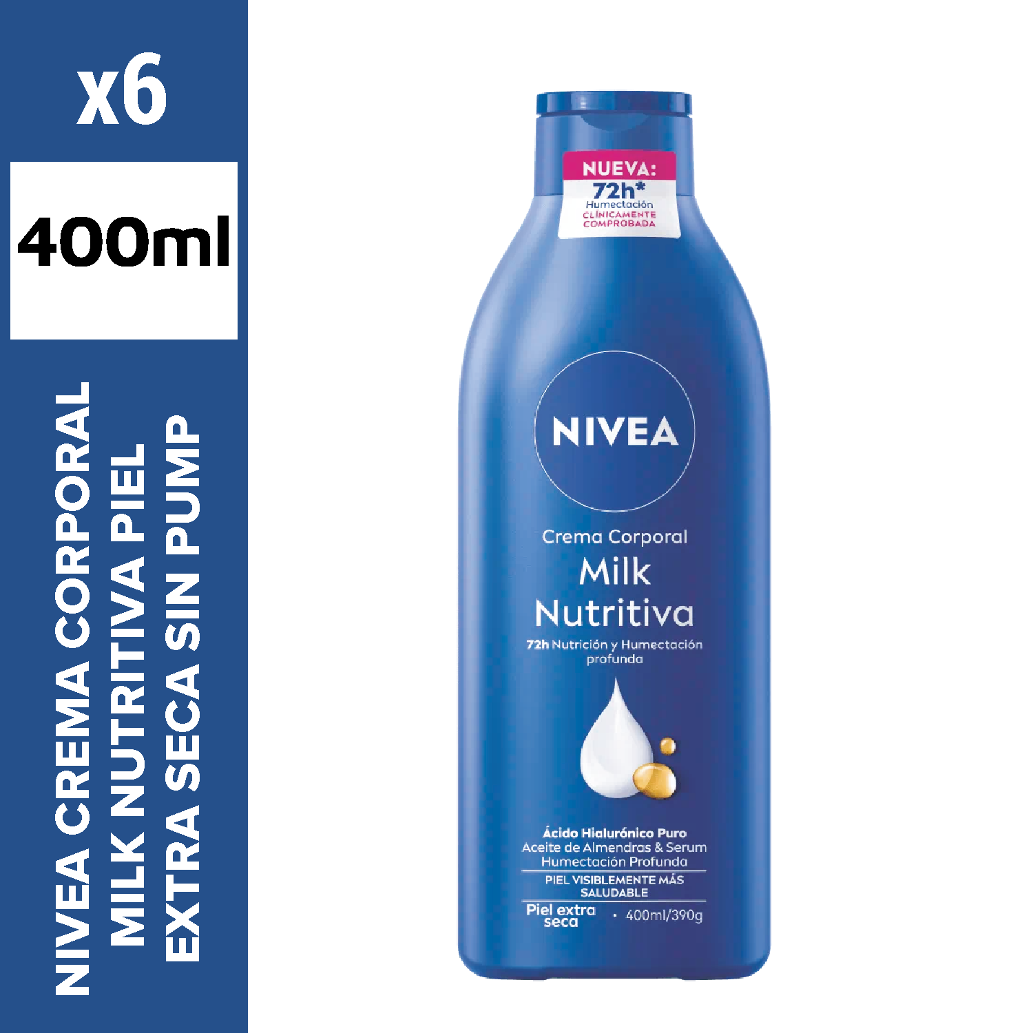 Nivea crema corporal 400ml milk nutritiva piel extra seca sin pump