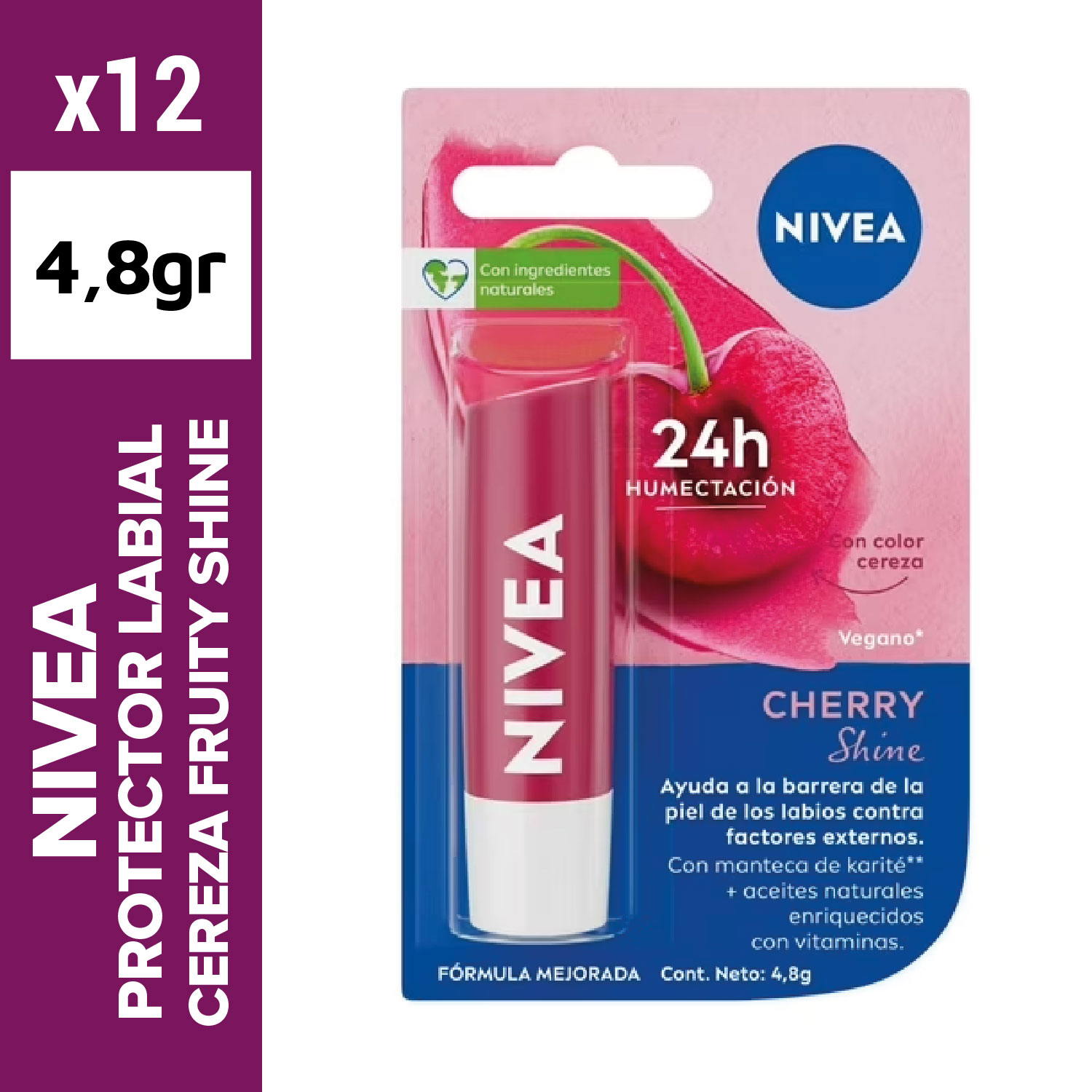 Nivea protector labial 4.8gr cereza fruity shine