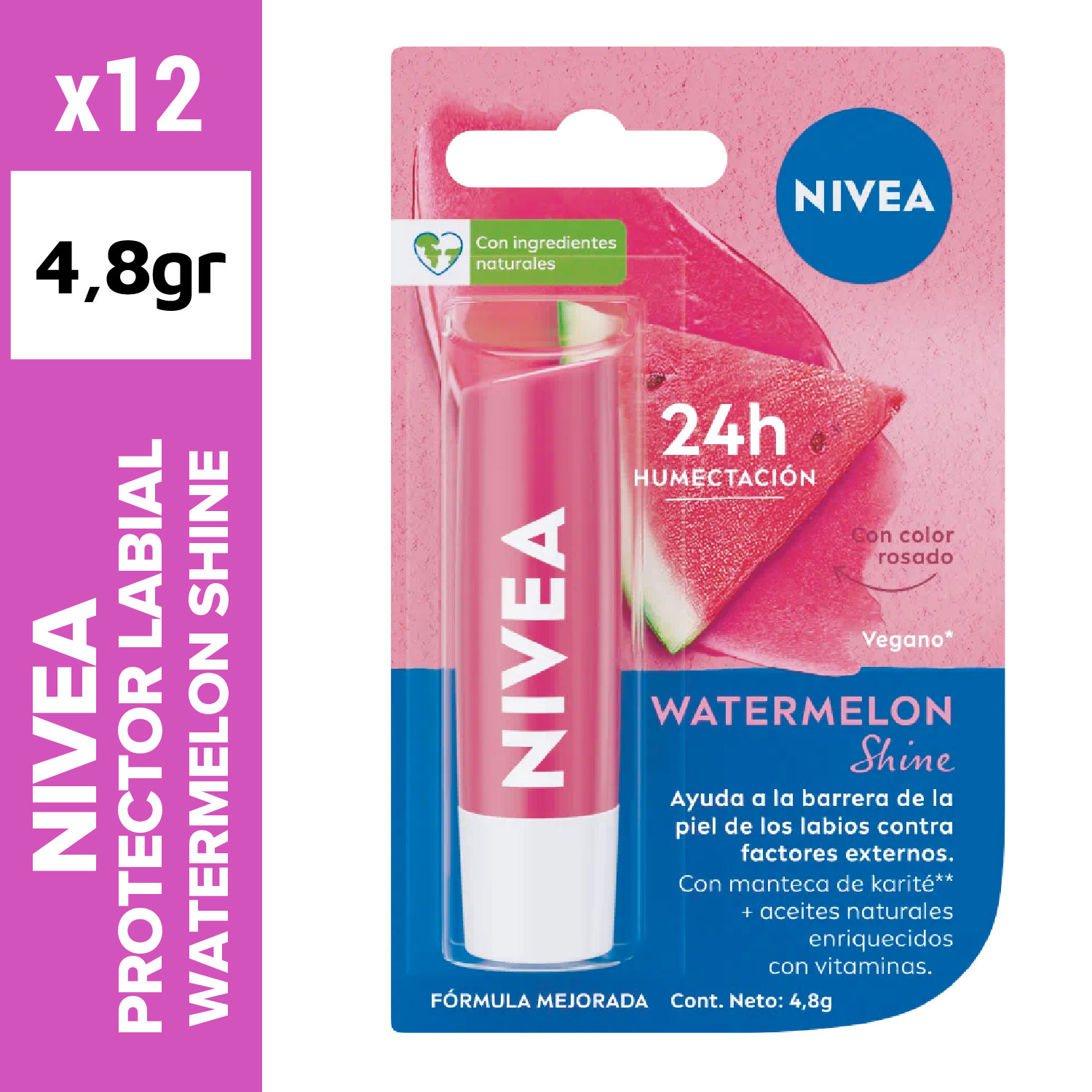 Nivea protector labial 4.8gr watermelon shine